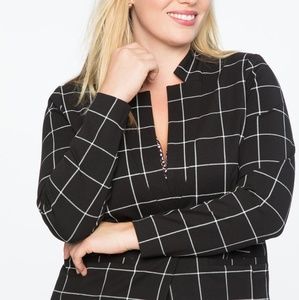 ELOQUII 
Black & White Windowpane Blazer